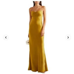 NWT : MICHELLE MASON Open-back draped silk-charmeuse gown
